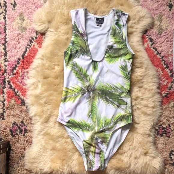 ASOS Mr Gugu & Miss Go Palm Print Swimsuit Scoop - Picture 5 of 8